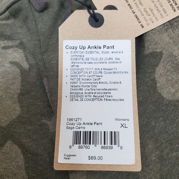 Prana Ankle Pant Sage Camo Green Print Hemp Relaxed Fit Pockets Women's XL NWT - Picture 4 of 16